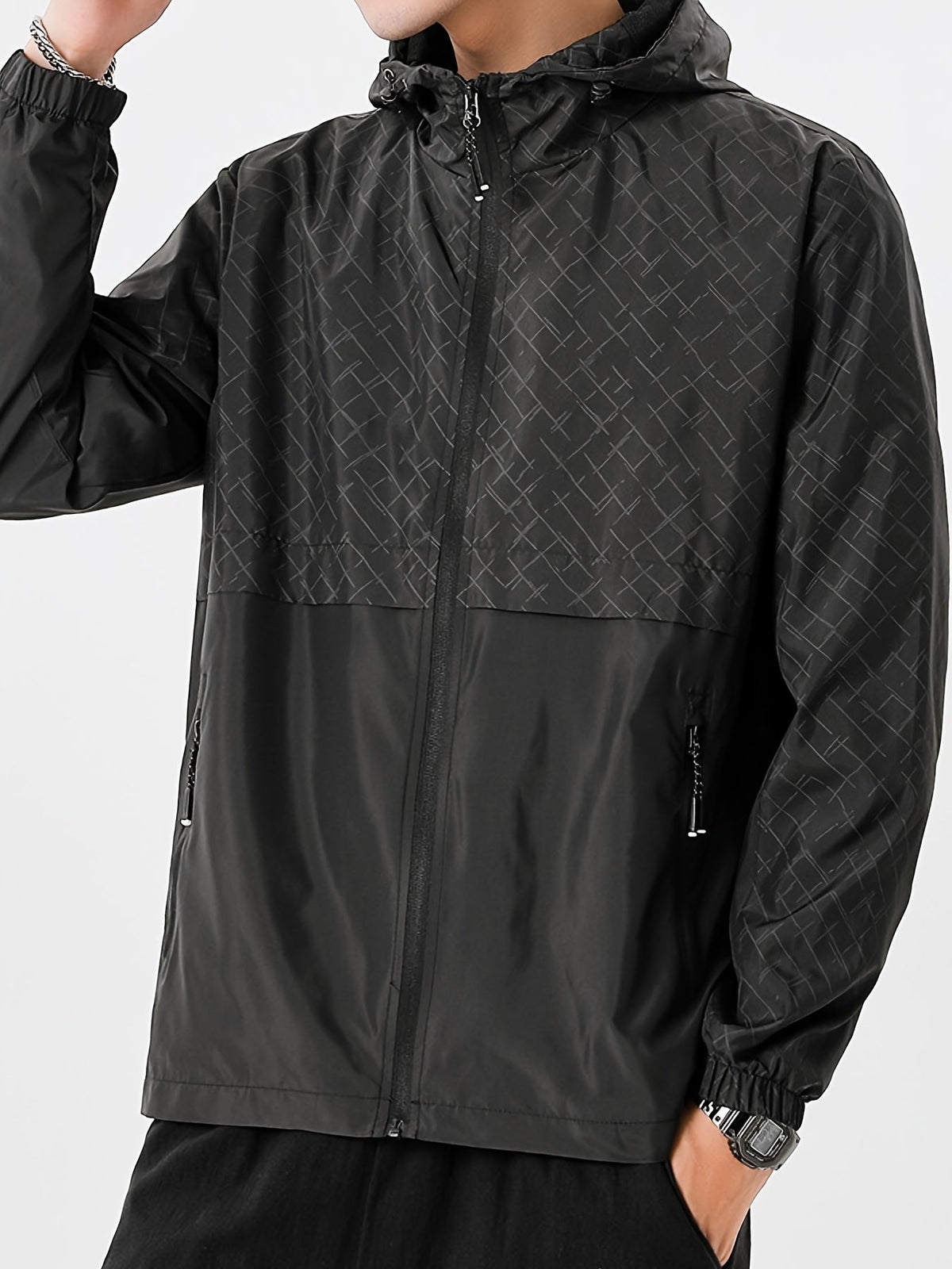 Men's Lightweight Checked Windbreaker
