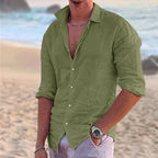 Men's Slim-Fit Long-Sleeve Summer Shirt – Lightweight Button-Up