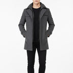 Men's wool-blend Winter Coat – Stand-Collar Button-Front Overcoat