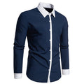 Men's Contrast-Collar Button-Up Shirt – Slim-Fit Long-Sleeve Dress Shirt