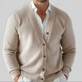 Men's V-Neck Knit Cardigan – Button-Front Long-Sleeve Layer