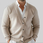 Men's V-Neck Knit Cardigan – Button-Front Long-Sleeve Layer
