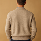 Men's Full-Zip Knitted Cardigan – Stand-Collar Regular-Fit Layer for Smart Casual Office Weekend and Everyday Autumn Winter Wear