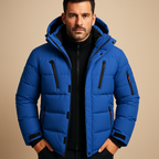 Men's Waterproof Hooded Puffer Jacket – Insulated Multi-Pocket Winter Outerwear for Everyday Travel Outdoor Activities and Cold Wet Weather