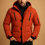 Men's Waterproof Hooded Puffer Jacket – Insulated Multi-Pocket Winter Outerwear for Everyday Travel Outdoor Activities and Cold Wet Weather