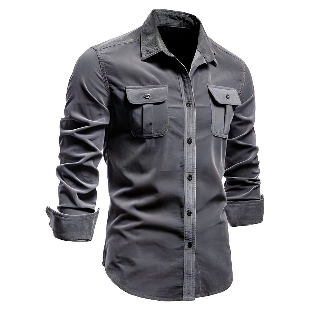 Men's Utility Work Shirt – Long-Sleeve Button-Up Overshirt