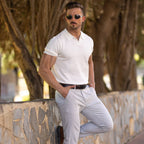 Men's Breathable V-Neck Polo – Modern Athletic Fit
