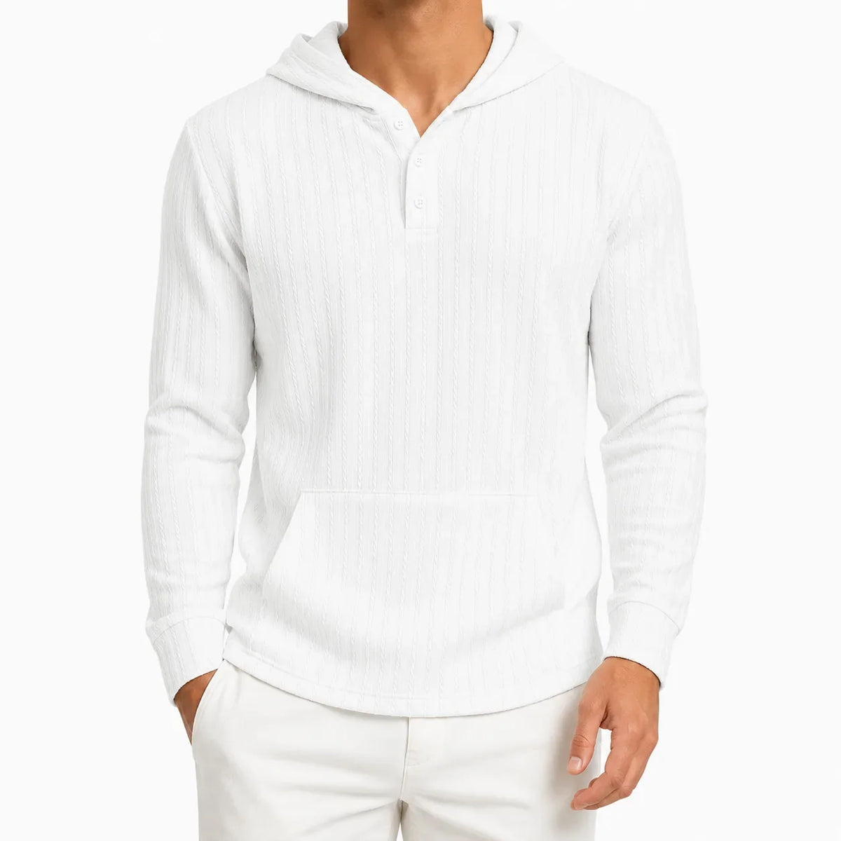 Men's Hoodie with Textured Finish and Hood