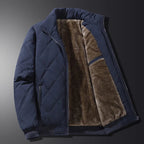 Men's Diamond-Quilted Winter Jacket – Fleece-Lined Zip-Up Coat