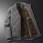 Men's Diamond-Quilted Winter Jacket – Fleece-Lined Zip-Up Coat