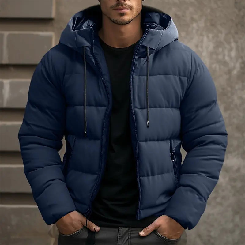 Men's Hooded Puffer Winter Jacket – Regular-Fit Insulated Zip-Up Coat