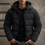 Men's Hooded Puffer Winter Jacket – Regular-Fit Insulated Zip-Up Coat