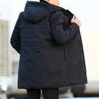 Men's Quilted-Lined Hooded Winter Coat – Mid-Length Zip-Up Jacket