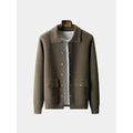 Men's Collared Button-Up Knit Cardigan – Long-Sleeve Pocket Sweater