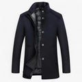 Men's wool-blend Stand-Collar Coat – Button-Front Winter Overcoat