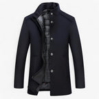 Men's wool-blend Stand-Collar Coat – Button-Front Winter Overcoat