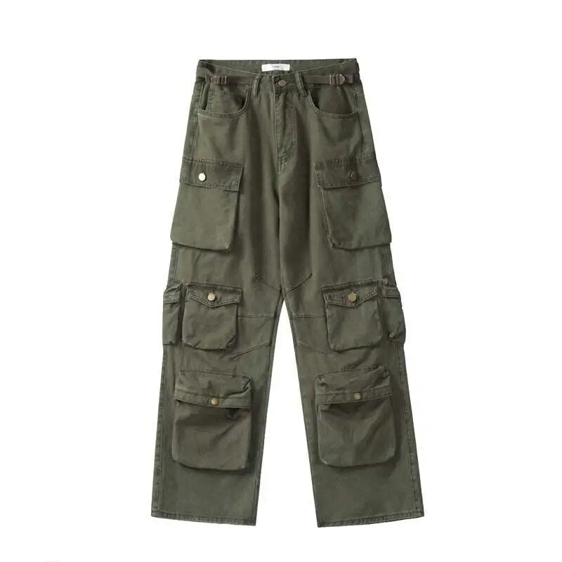 Women's Wide-leg Cargo Trousers with multiple pockets