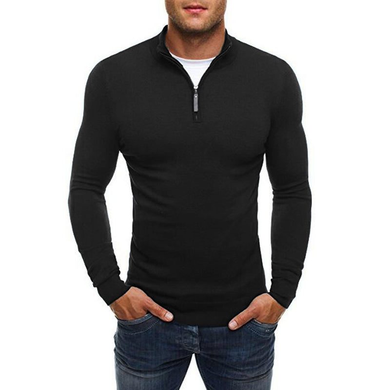 Men's Half-Zip Sweater – Slim-Fit Long-Sleeve Pullover