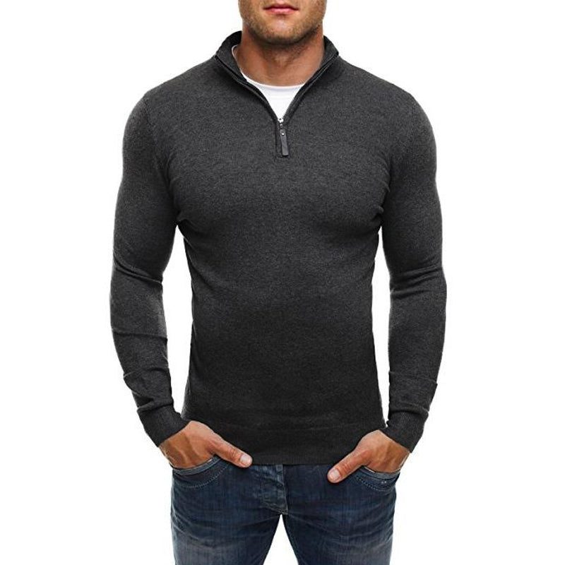Men's Half-Zip Sweater – Slim-Fit Long-Sleeve Pullover